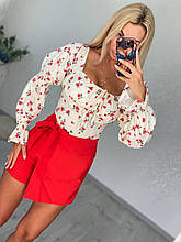 Женская короткая юбка-шорты Красный, 46
