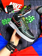 Чоловічі кросівки Nike Air Force 1 Шкіряні Чорні, фото 1
