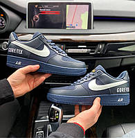 Мужские кроссовки Nike Air Force 1 Кожаные Синие, фото 1