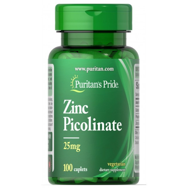 

Цинк пиколинат, Zinc Picolinate, Puritan's Pride, 25 мг, 100 капсул