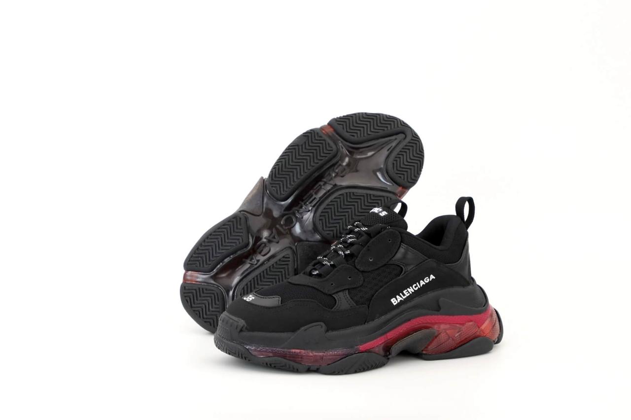 

Женские кроссовки Balenciaga Triple S Clear Sole Black Red (Кроссовки Баленсиага Трипл С черно-красного цвета) 38, Черный