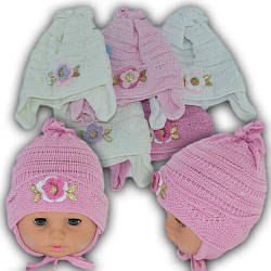 ОПТ Детские шапки на завязках для новорожденных, р. 38-40 (5шт/упаковка)