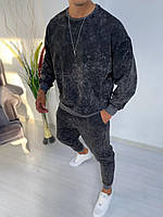 Комплект (штаны+свитшот) мужской демисезонный "варенка" oversize темно-серый, фото 1