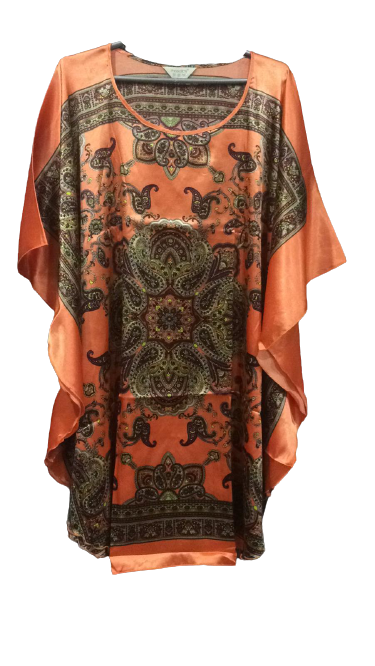 Шелковая атласная туника кимоно женская One Size(42-52), зеленый, синий,  оранжевый, цена 690 грн - Prom.ua (ID#1465959625)