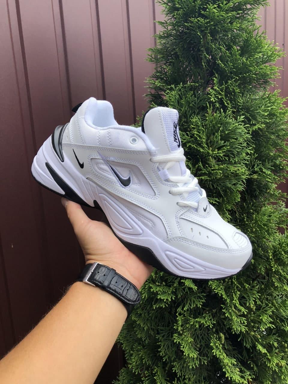 

Мужские кроссовки Nike M2K Tekno белые с черным Спортивные повседневные кожаные кроссовки Найк м2к текно, Белый