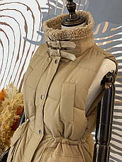 Жіноча тепла бежева жилетка, фото 3