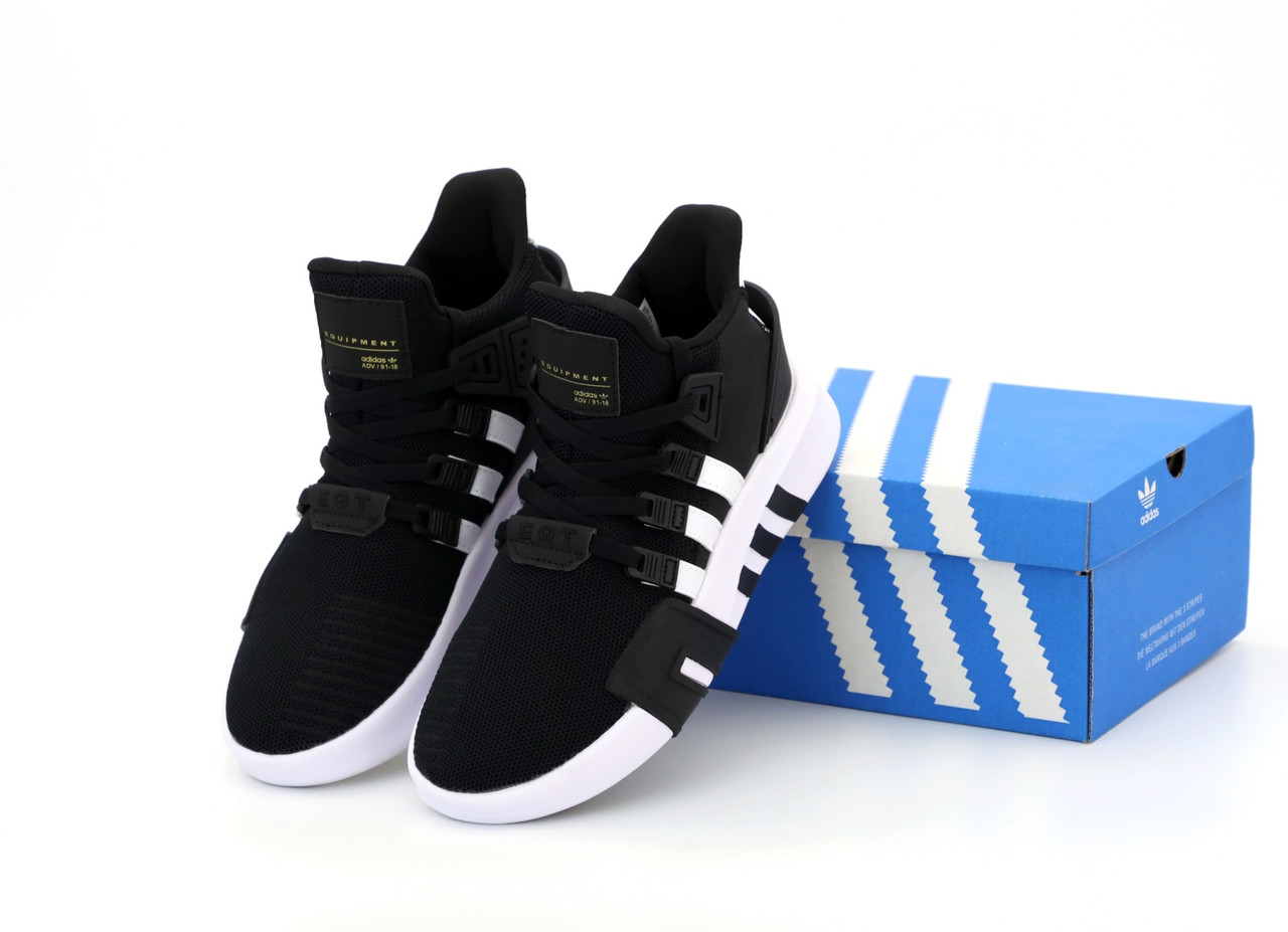 

Мужские кроссовки Adidas EQT ADV Black White (Адидас ЕКТ черно-белые весна/лето 41-45), Черно-белый