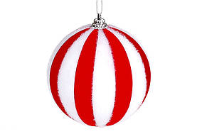 Ялинкова куля з велюровим покриттям 8см, колір - червоний з білим BonaDi 787-325