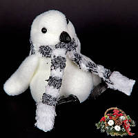 Пінгвін з шарфиком білий.Новорічна іграшка.