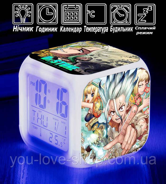 Настольные часы Dr. Stone с деревней