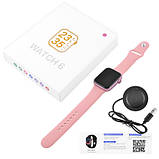 Смарт годинник Фітнес браслет трэккер Smart Watch Series 6 M443 пульсометром тонометром Viber рожеві + Подарунок, фото 2