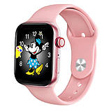 Смарт годинник Фітнес браслет трэккер Smart Watch Series 6 M443 пульсометром тонометром Viber рожеві + Подарунок, фото 6