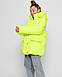 Яркая зимняя куртка оверсайз фасона пуховик для девочек утеплитель эко-пух цвет лайм DT-8329-12, фото 6