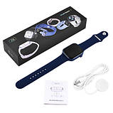 Смарт часы Фитнес браслет трэккер Apl Watch Series 7 Z36 пульсометром тонометром синие + Подарок, фото 5