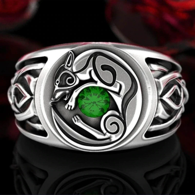 

Популярное элегантное и стильное серебряное кольцо, волк на УДАЧУ, размер 19