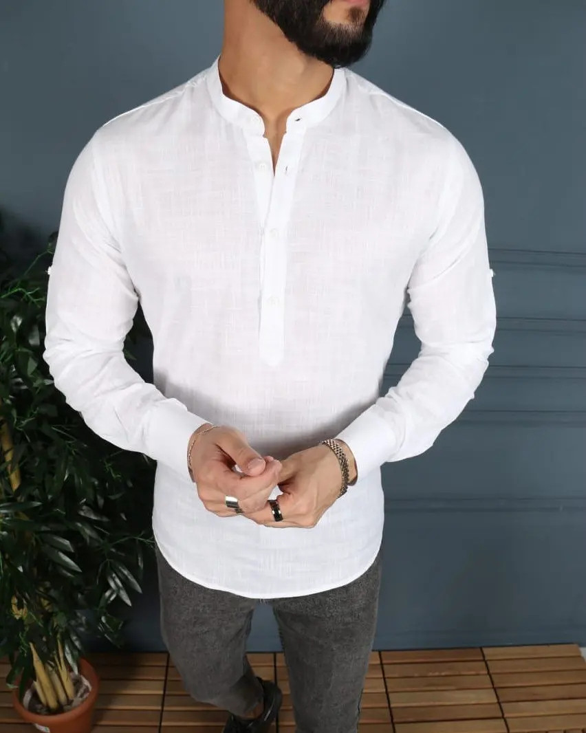

Стильная мужская рубашка( облегченный хлопок,черный/белый цвет), Разные цвета