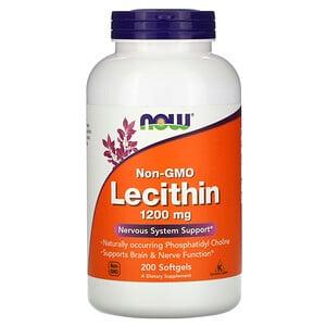 Лецитин без ГМО, Lecithin Non-GMO, Now Foods, 1200 мг, 200 капсул