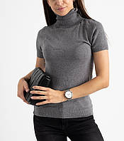 Американка женская, гольф-водолазка с коротким рукавом, серый, размер 42-50