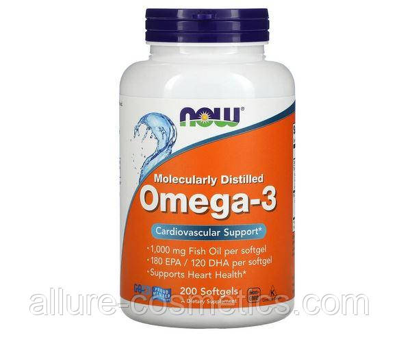 

Омега-3 очищенная на молекулярном уровне 200 капсул Now Foods omega-3