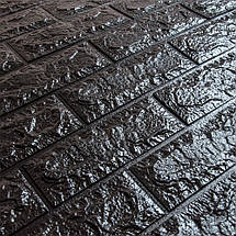 Декоративная 3D панель самоклейка под кирпич Черный 700x770x7мм (019-7), фото 2
