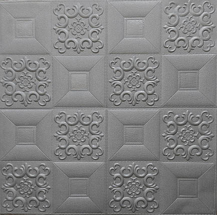 Самоклеющаяся декоративная потолочно-стеновая панель серебряный узор 700x700x5мм (181), фото 2