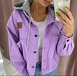 Куртка женская джинсовая. Размер : 42-44, 46-48 Цвет : лиловый, хаки, малиновый, фото 3