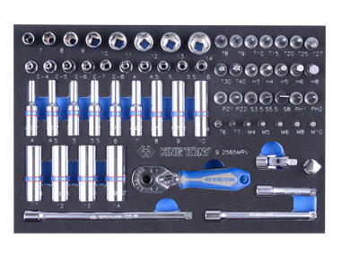 

Набор торцевых головок 1/4" в ложементе, 65 ед, KINGTONY 9-2565MRV