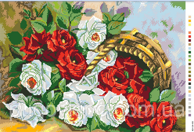Канва з малюнком Білі та червоні квіти