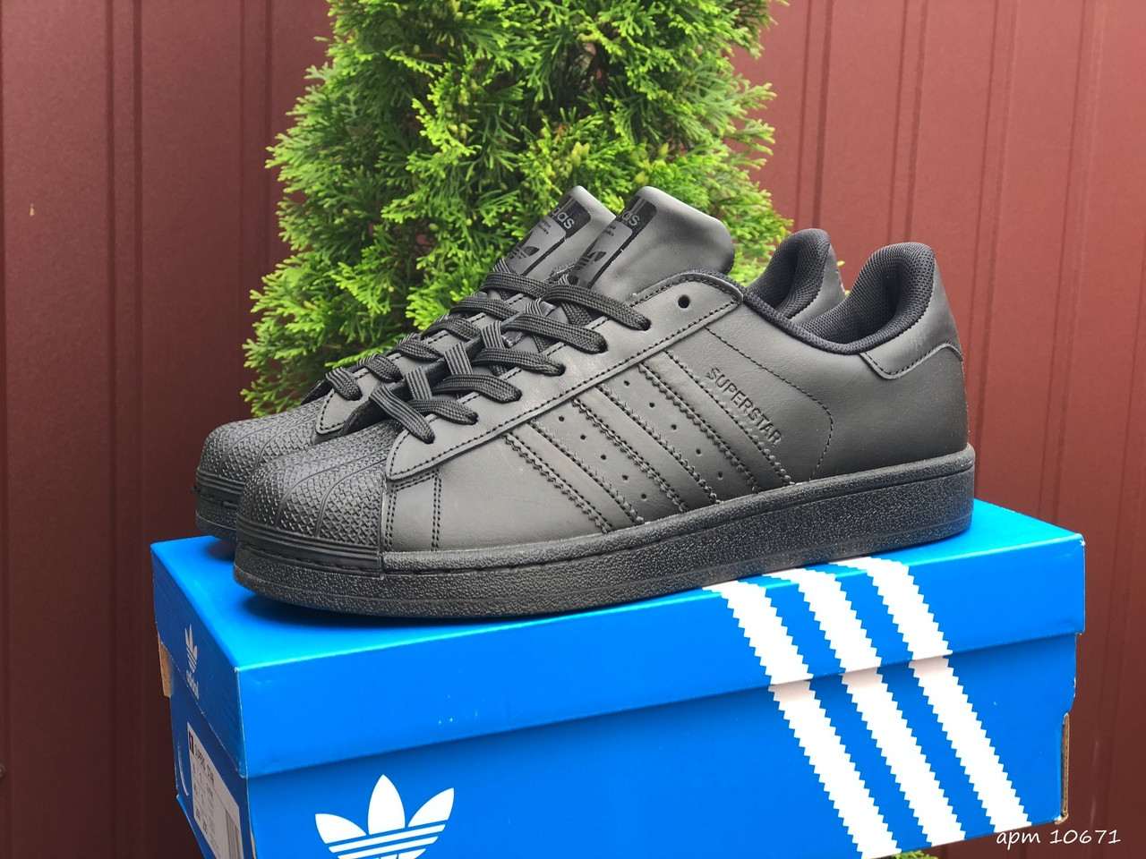 

Мужские кроссовки Adidas Superstar (реплика), черные (70671) 43, Черный