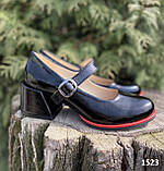 Туфли женские кожаные черные на каблуке Mary jane 37, фото 4