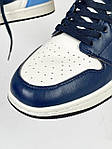 Мужские кроссовки Nike Air Jordan 1 Retro (бело-синие) J3085 модные высокие кроссы, фото 7