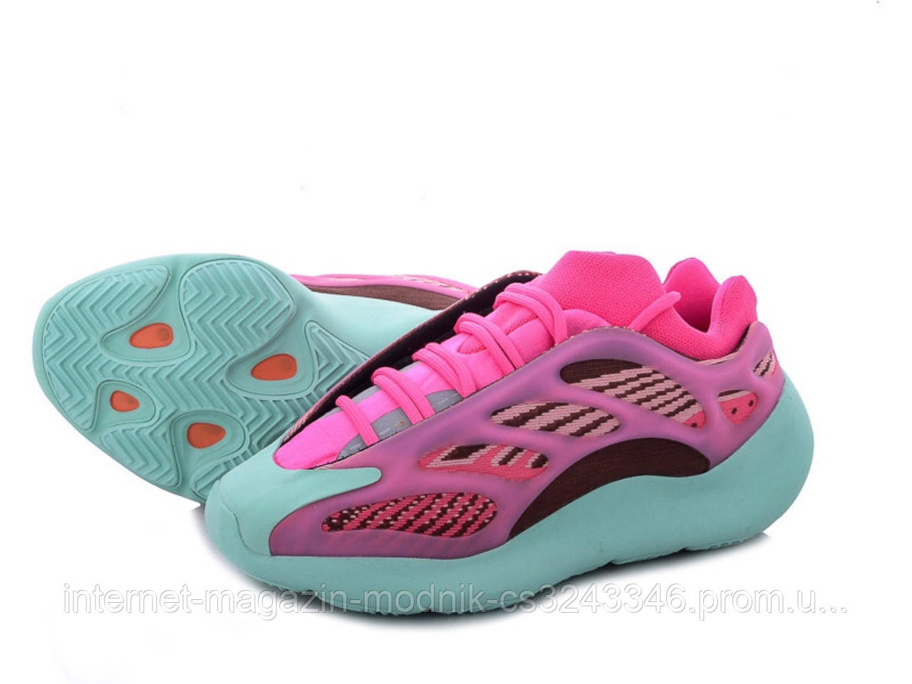 Жіночі кросівки Adidas Yeezy Boost 700 (м'ятні з рожевим) В10714 повсякденні круті кроси