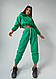 Тёплый базовый костюм на флисе с объемными капюшоном Alegria Green, фото 6