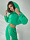 Тёплый базовый костюм на флисе с объемными капюшоном Alegria Green, фото 4
