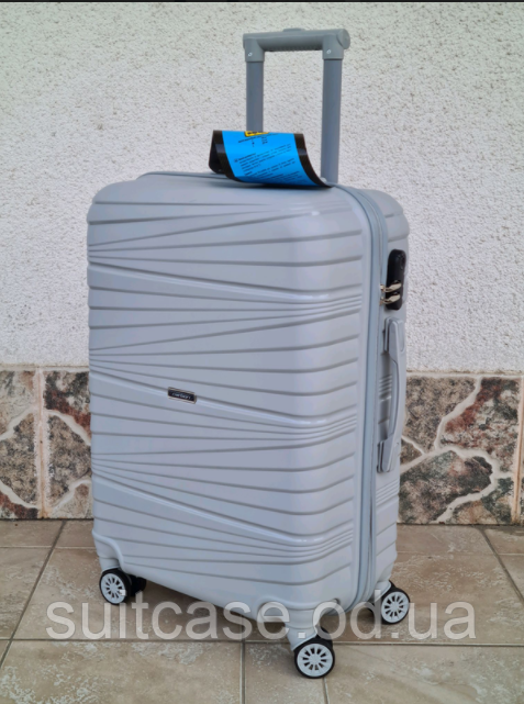 

Дорожный  чемодан carbon 2020 полипропилен на 4 двойных колесах, Светло-серый