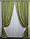 Комплект (2шт. 1,5х2,75м.) штор із тканини льон рогожка, колекція "Лілія". Колір оливковий. Код 737ш 30-520, фото 2