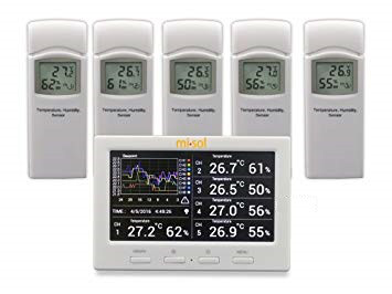 Реєстратор температури і вологості MISOL WS-HP3001-8MZ з 5 виносними датчиками (-40 до 60°C; 10% to 99%) DWP