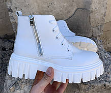 Жіночі демісезонні чоботи Balenciaga Mirco білі шкіряні на високій підошві