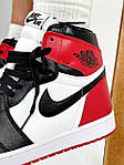 Мужские кроссовки Nike Air Jordan 1 Retro (бело-черные с красным) J2063 модные высокие кроссы, фото 10