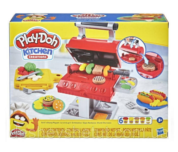 

Play-Doh Kitchen Creations Grill 'n Stamp F0652 Hasbro Плей до Плейдо Тісто Тесто Лепка Ліплення Ліпка, Разные цвета