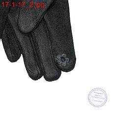 Женские велюровые перчатки для сенсорных телефонов с натуральным мехом - №17-1-17, фото 3