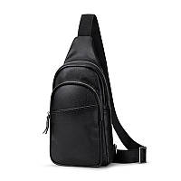 Мини-рюкзак из натуральной кожи "слинг" на одно плечо Tiding Bag T138А Черный, фото 1