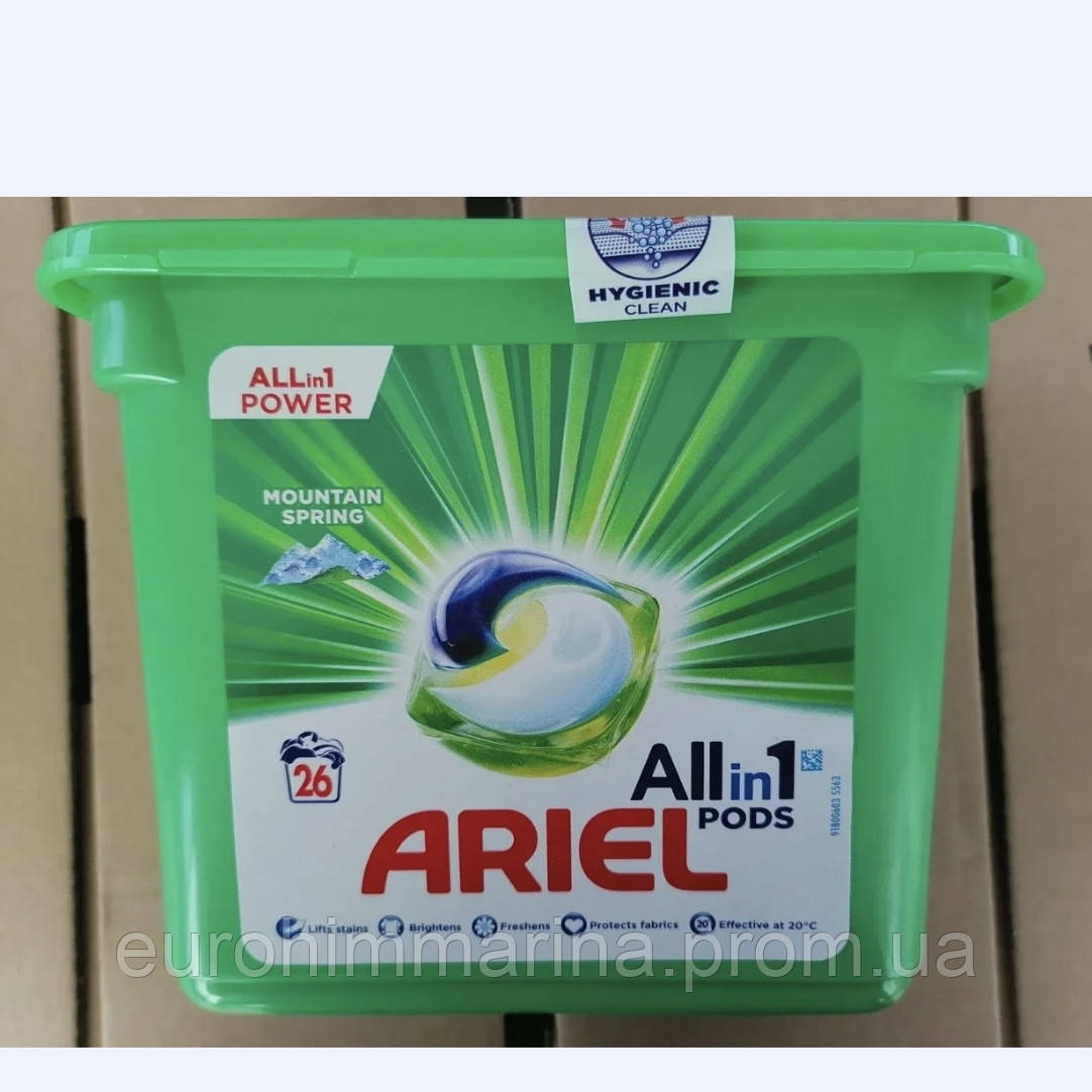 

Капсулы для стирки ariel 3 в 1, 26 шт. германия