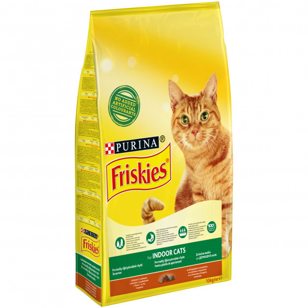 

Purina Friskies Indoor Cats Сухой корм с курицей для домашних кошек 10 кг