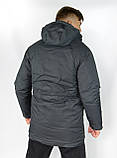 Зимняя куртка мужская с капюшоном, спортивная с мехом, модная, удлинённая молодежная недорого, фото 5