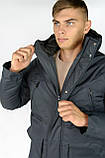 Зимняя куртка мужская с капюшоном, спортивная с мехом, модная, удлинённая молодежная недорого, фото 7