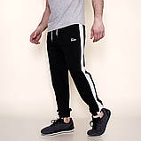 Мужские теплые штаны Teamv Stripe 3 Черные (белый лампас) M, фото 3