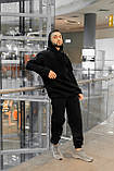 Костюм чоловічий спортивний зимовий Oversize Intruder чорний Худі штани на флісі+штани чорні теплі+Подарунок, фото 2