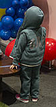 Дитячий теплий спортивний костюм з жилеткою трехнитка з начосом розмір: 98, 104, 110, 116, 122, фото 10