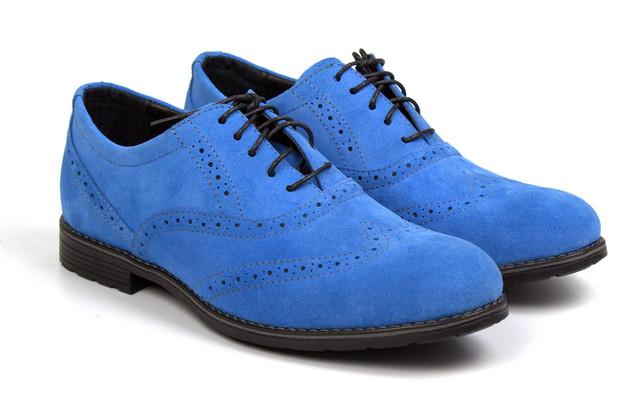 Блакитні туфлі замшеві броги оксфорди чоловіче взуття великих розмірів 46-50 Rosso Avangard Persona Sky-Blue BS